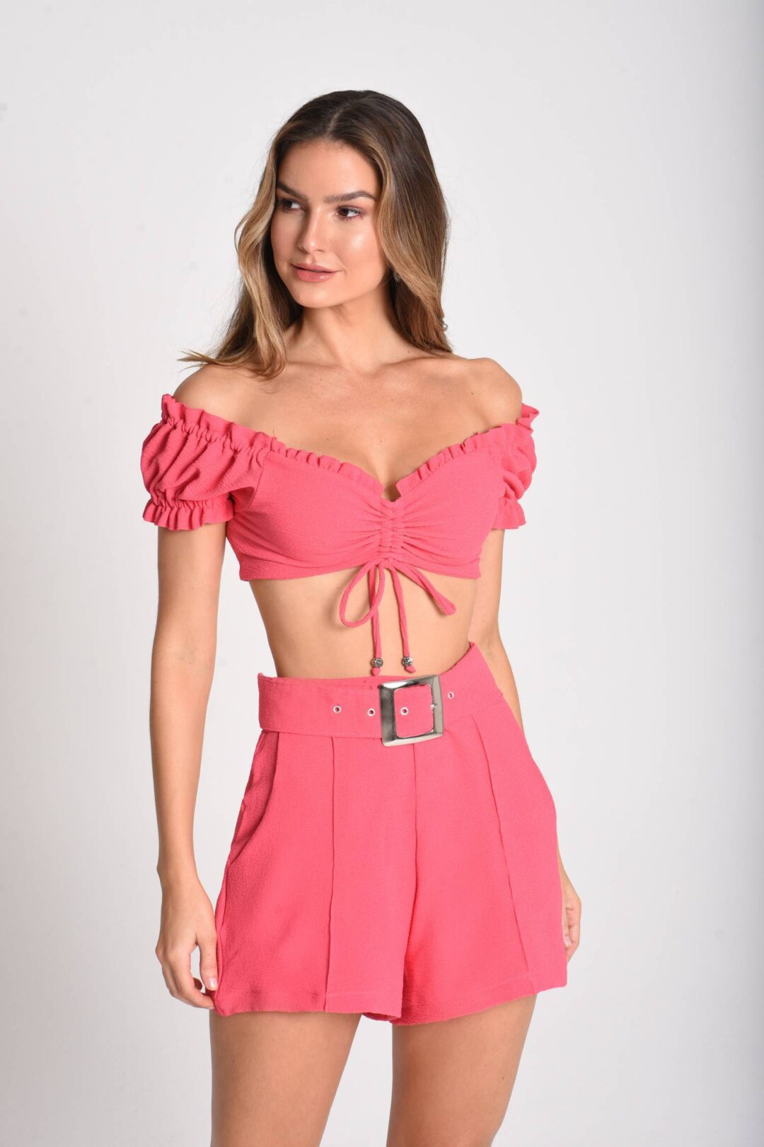 Conjunto top e short Fúcsia