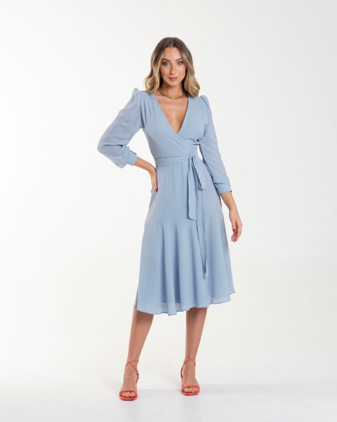 vestido envelope celeste