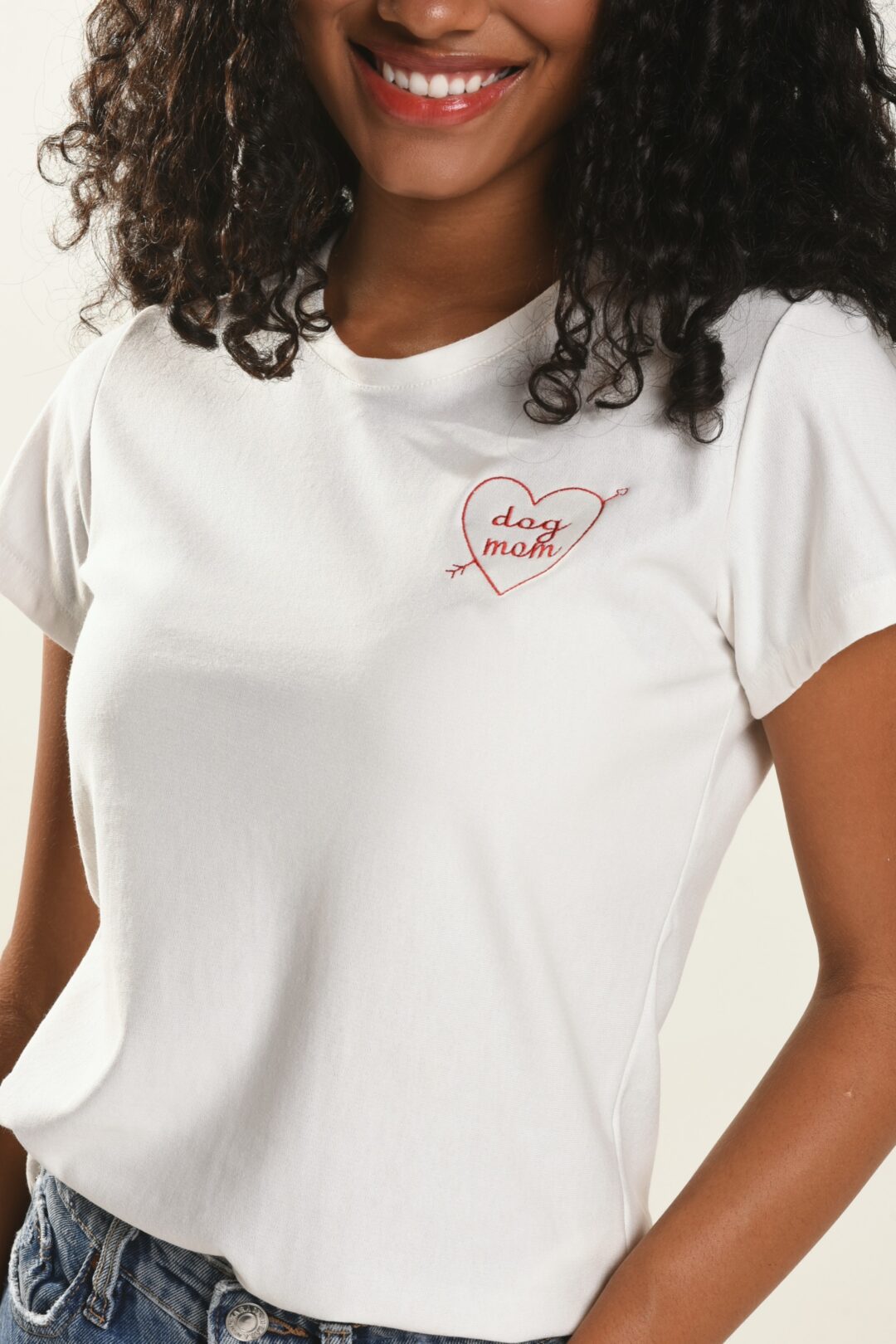 T-shirt bordada Dog MOM