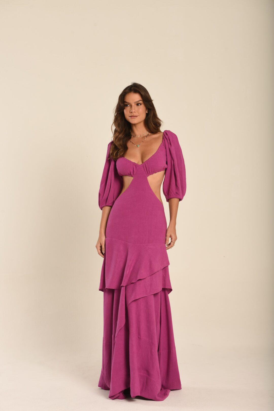 vestido longo violeta megan