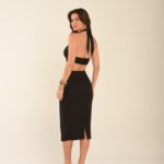 vestido recortes midi helô