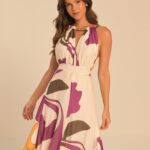 vestido longo estampado orquídea brasileira