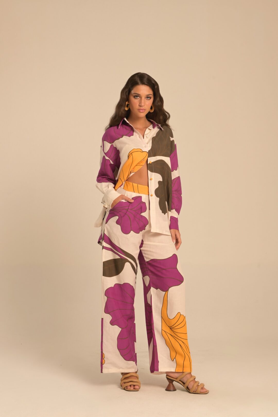 conjunto estampado orquídea brasileira