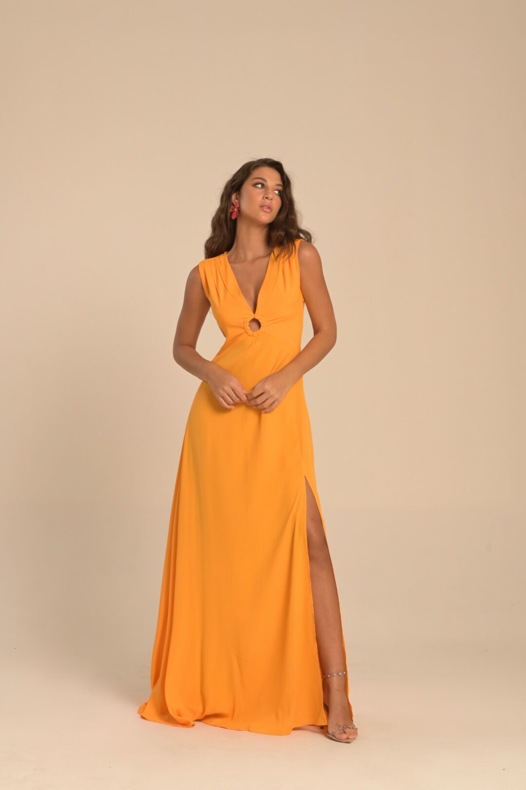 vestido argola laranja mexerica