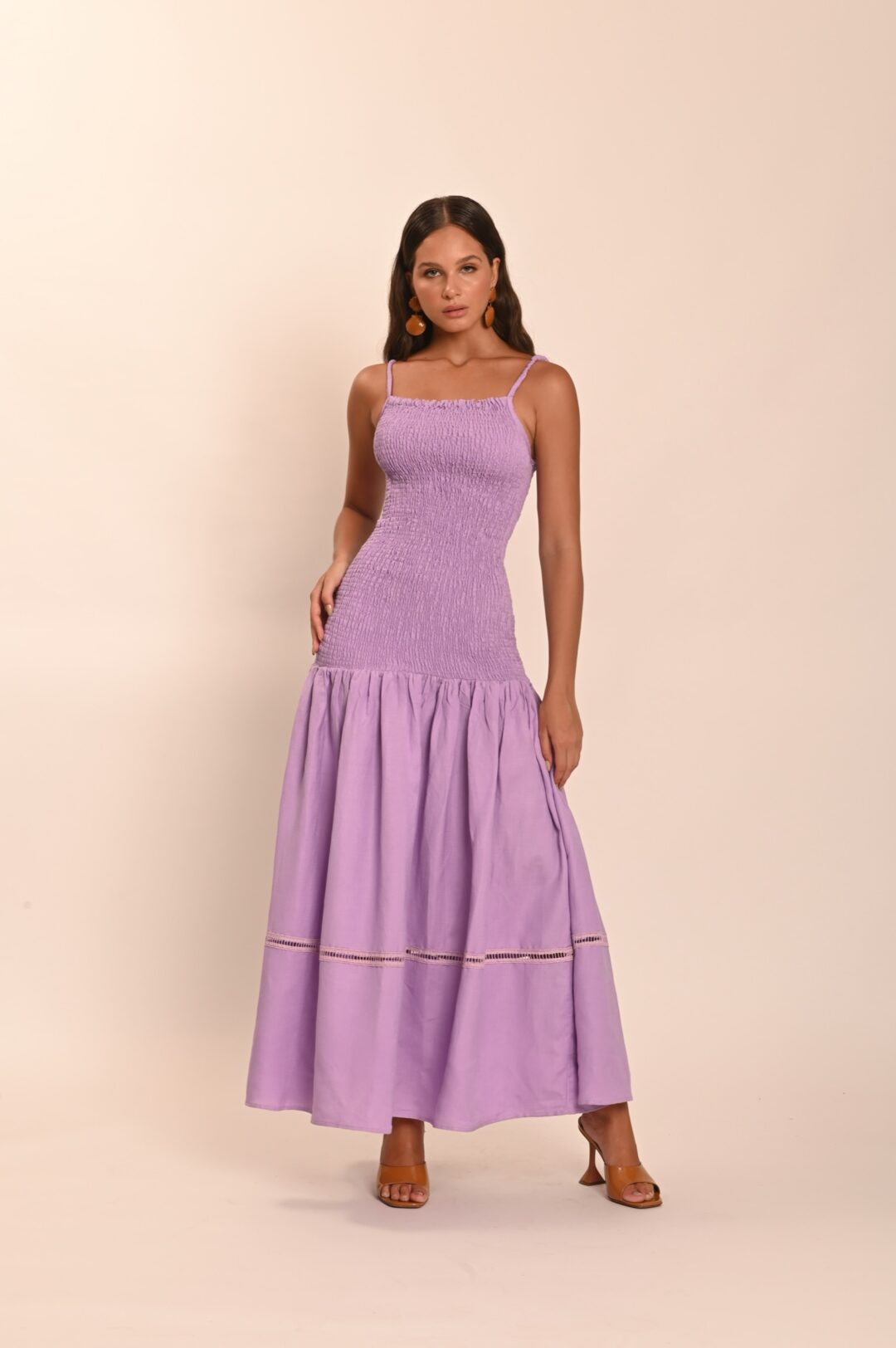 vestido lastéx linho lavanda