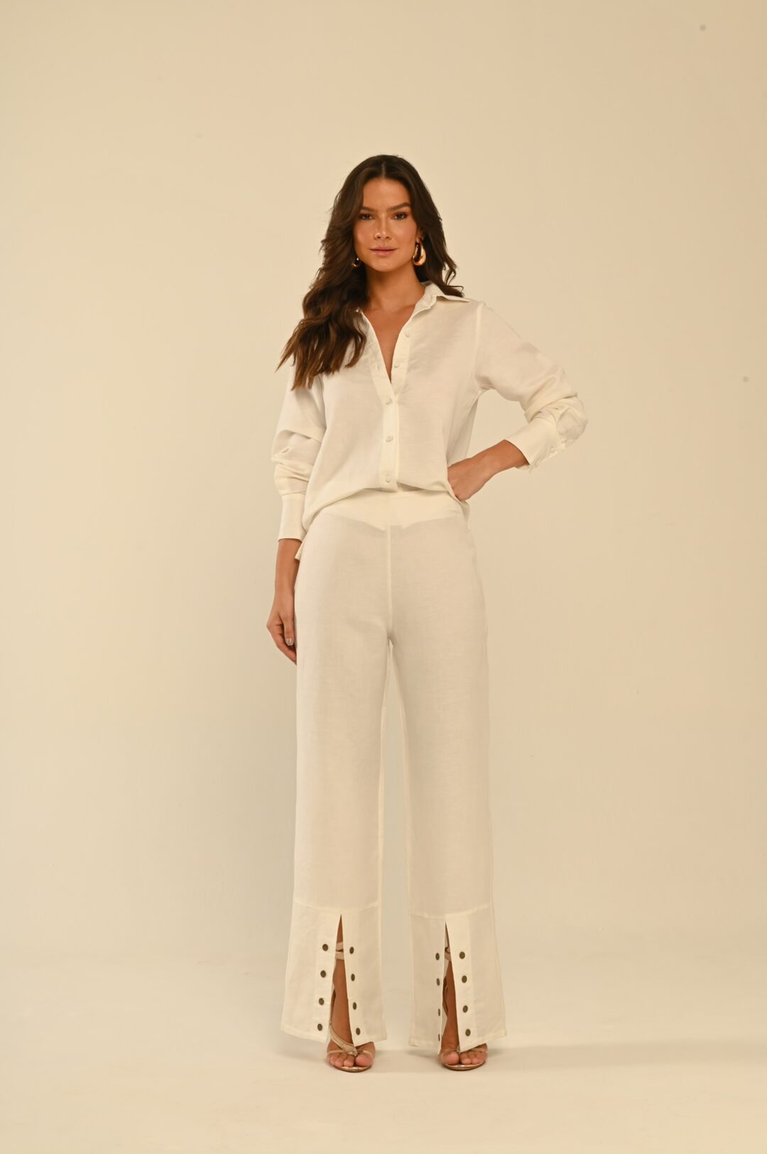 conjunto calça e camisa de linho Victoria