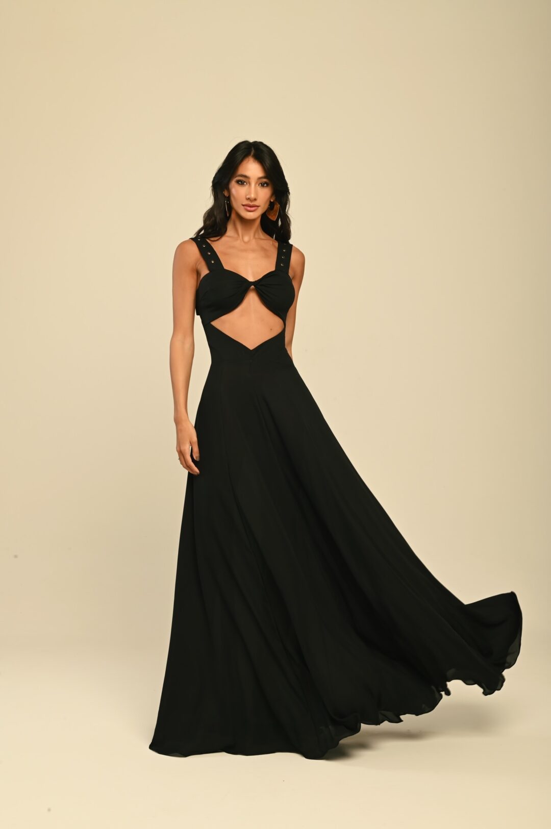 vestido longo fivelas Antibes