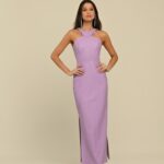 vestido midi courino lavanda Maitê