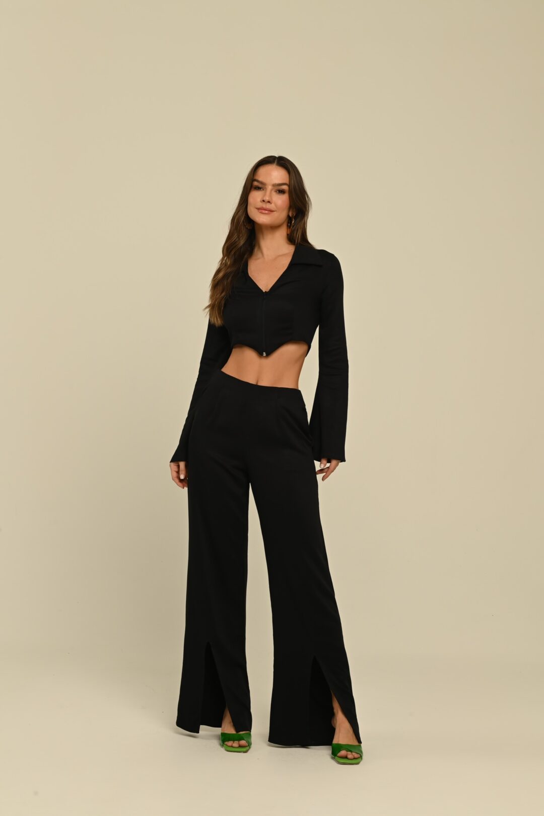 conjunto calça e top zíper olívia