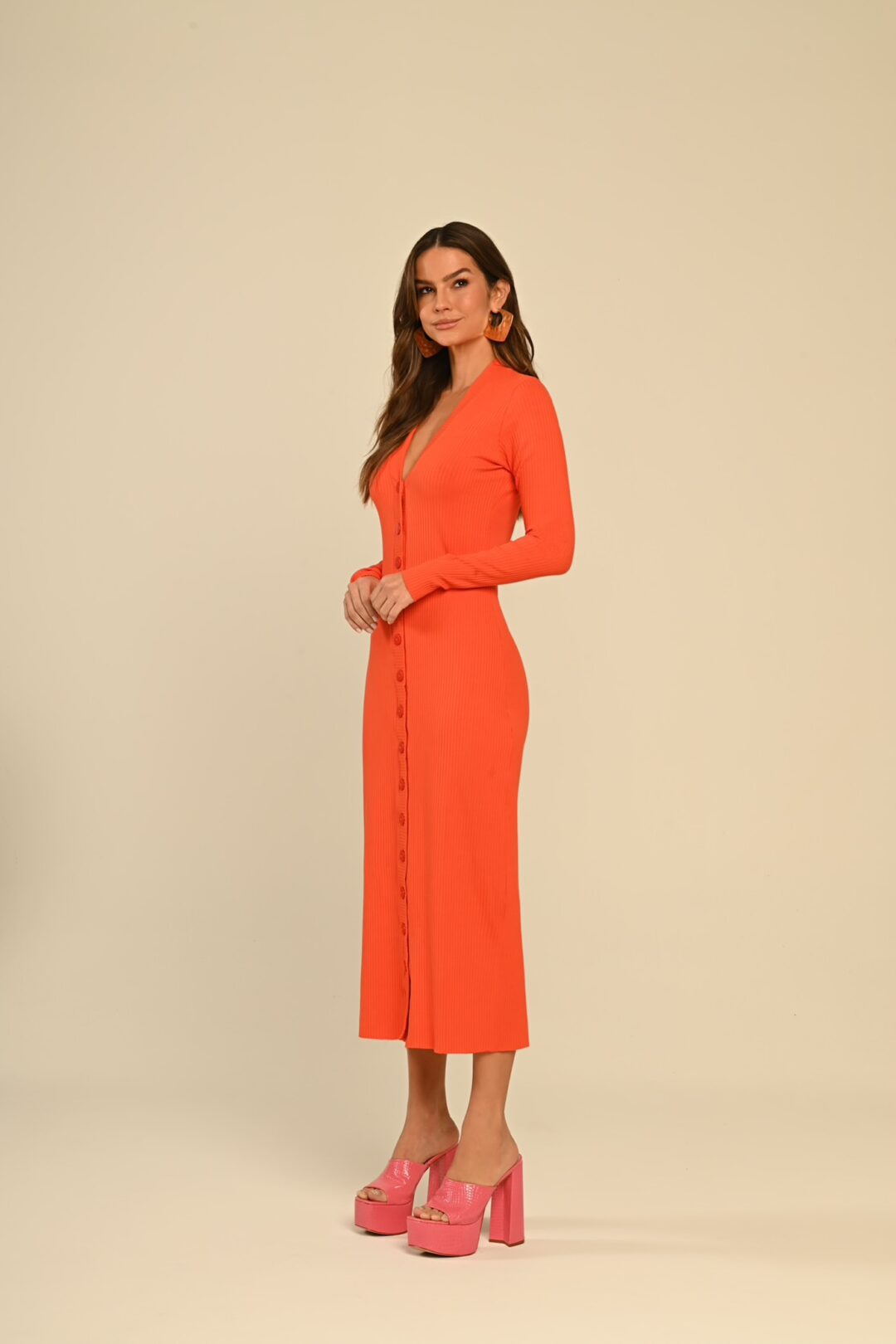 vestido malha coral Aura
