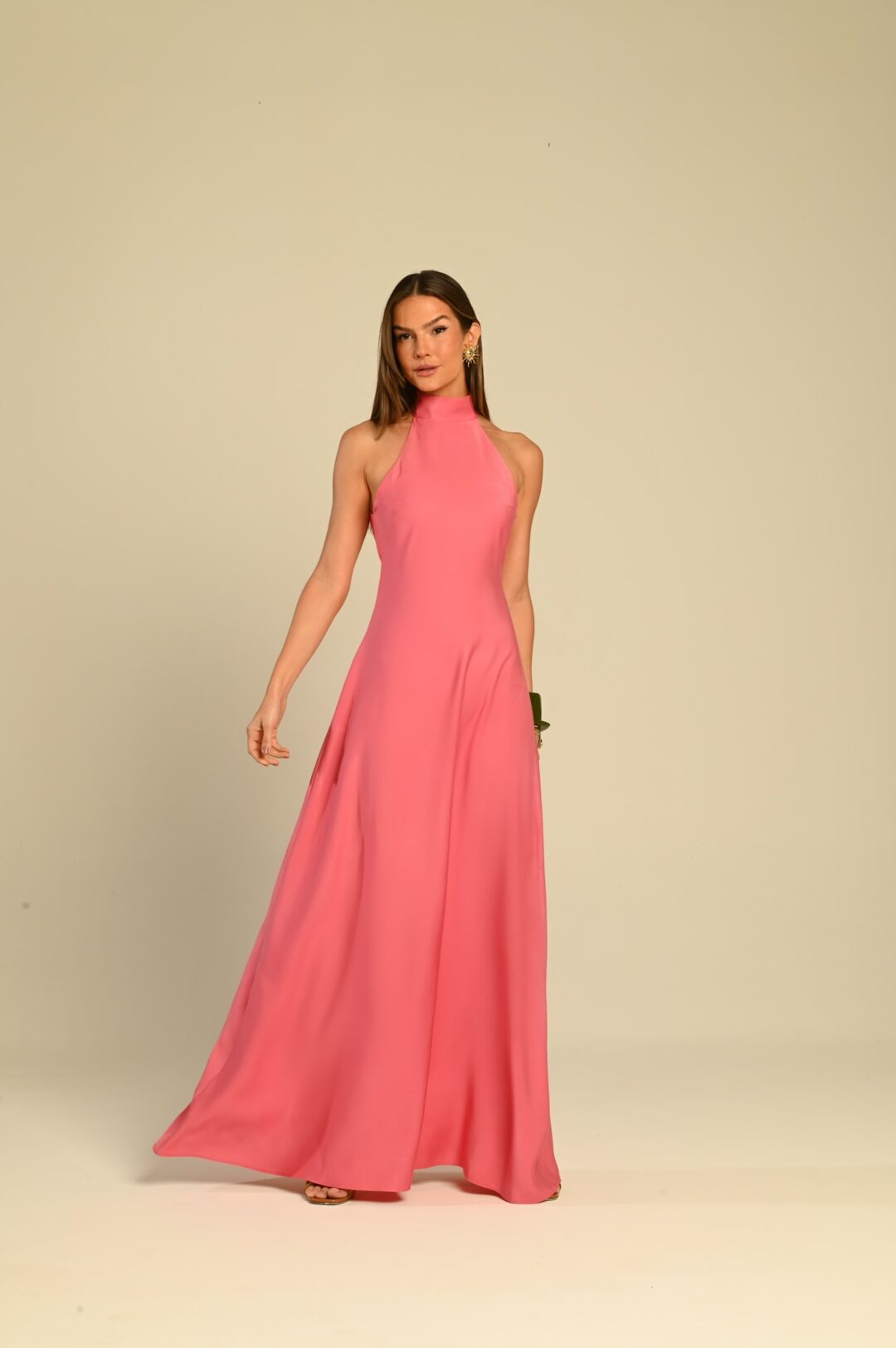 vestido longo rosa Kalimera