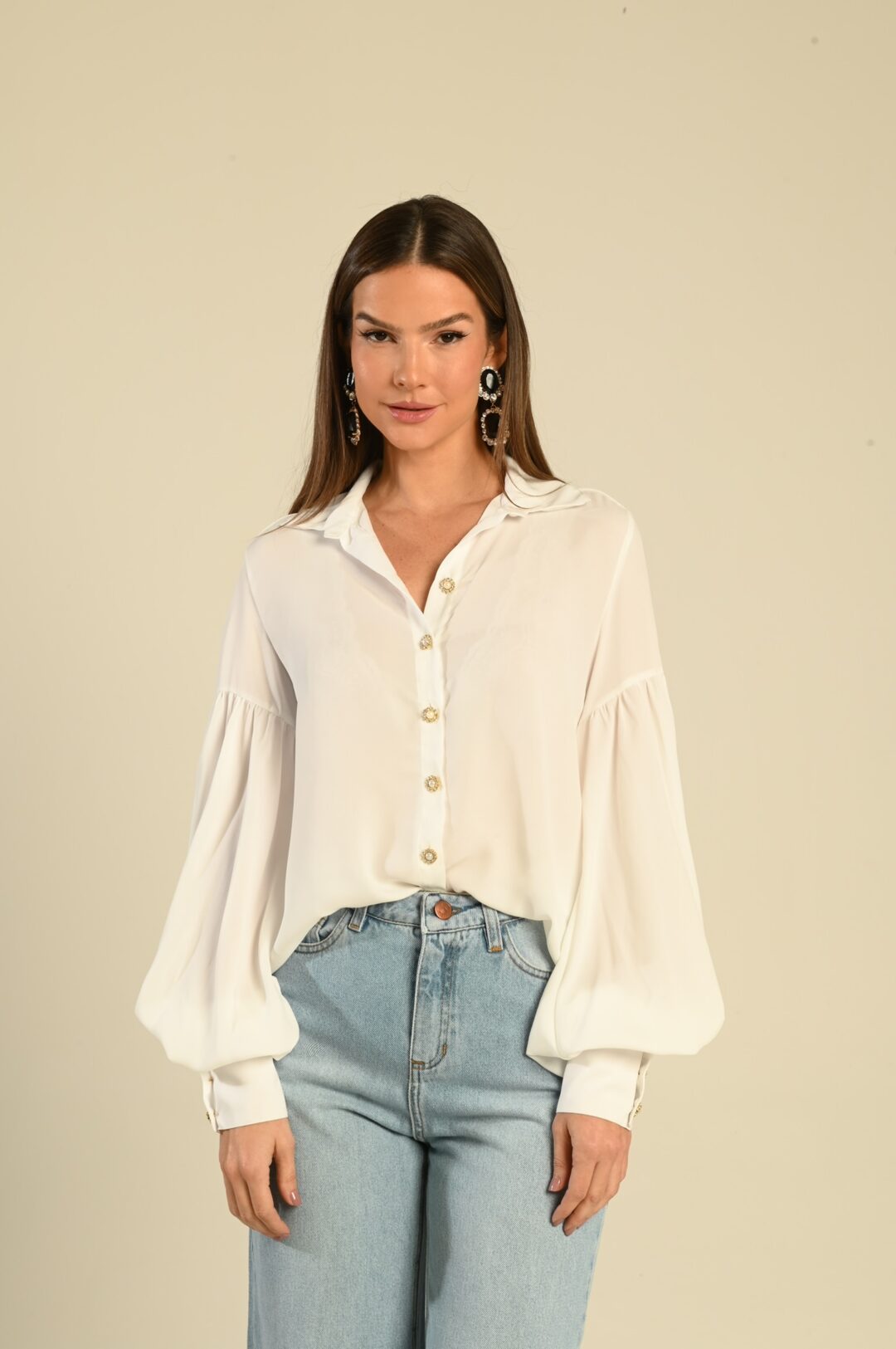 camisa branca botões Katrina