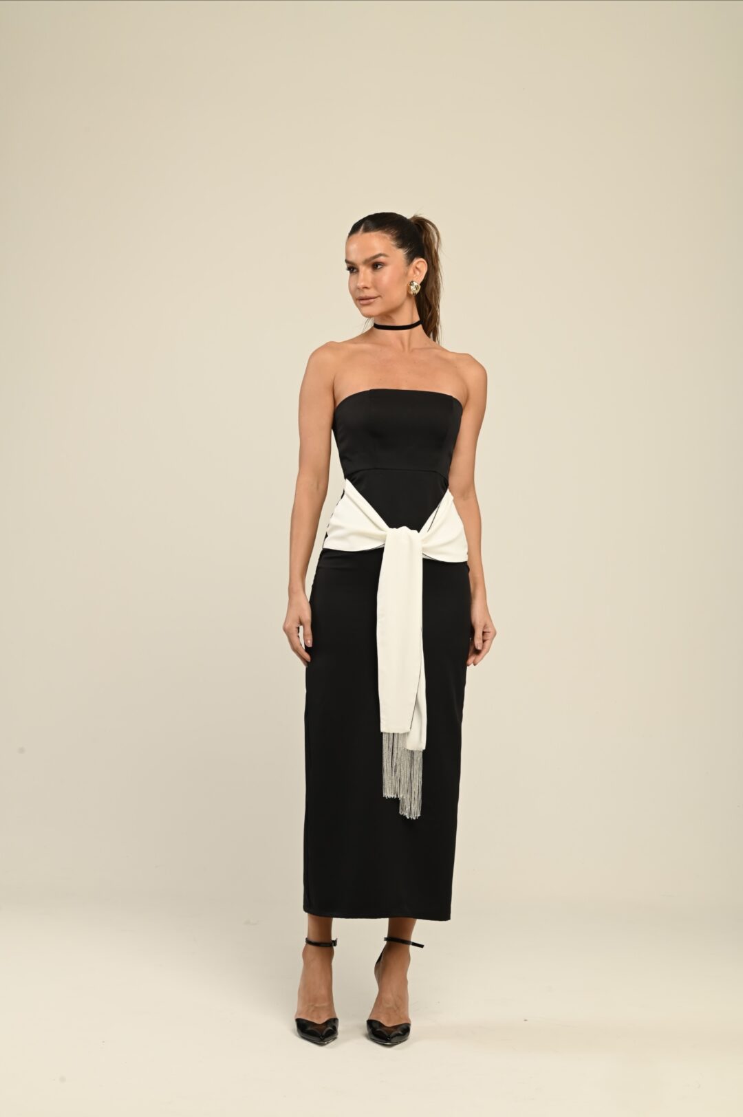 vestido midi bicolor Etérea