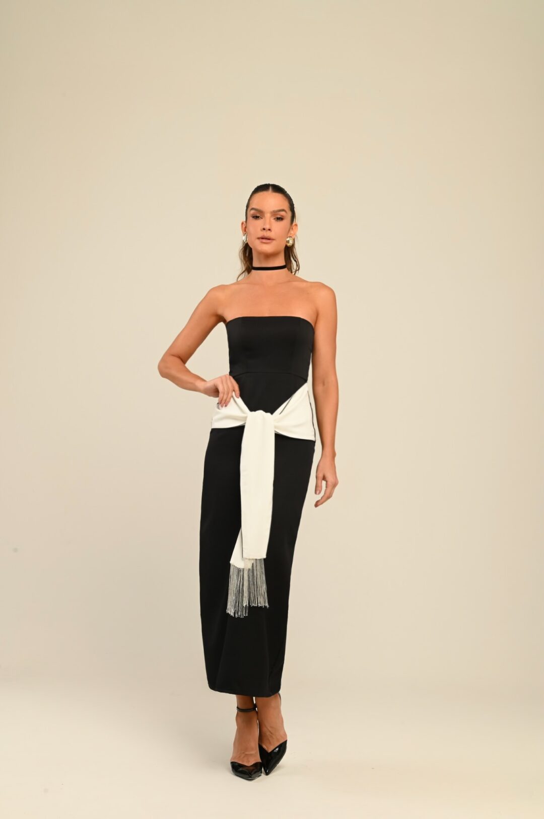 vestido midi bicolor Etérea