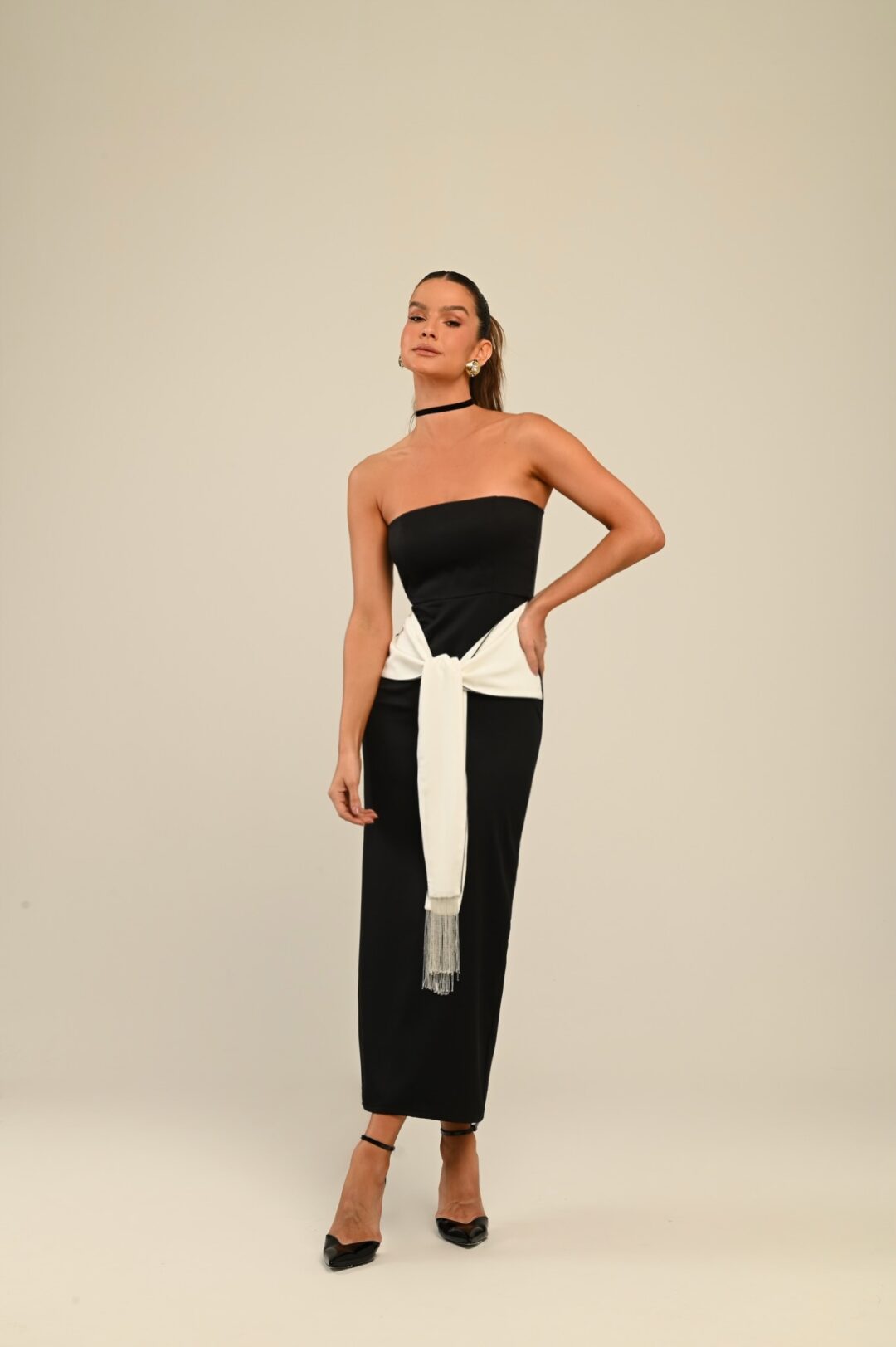 vestido midi bicolor Etérea