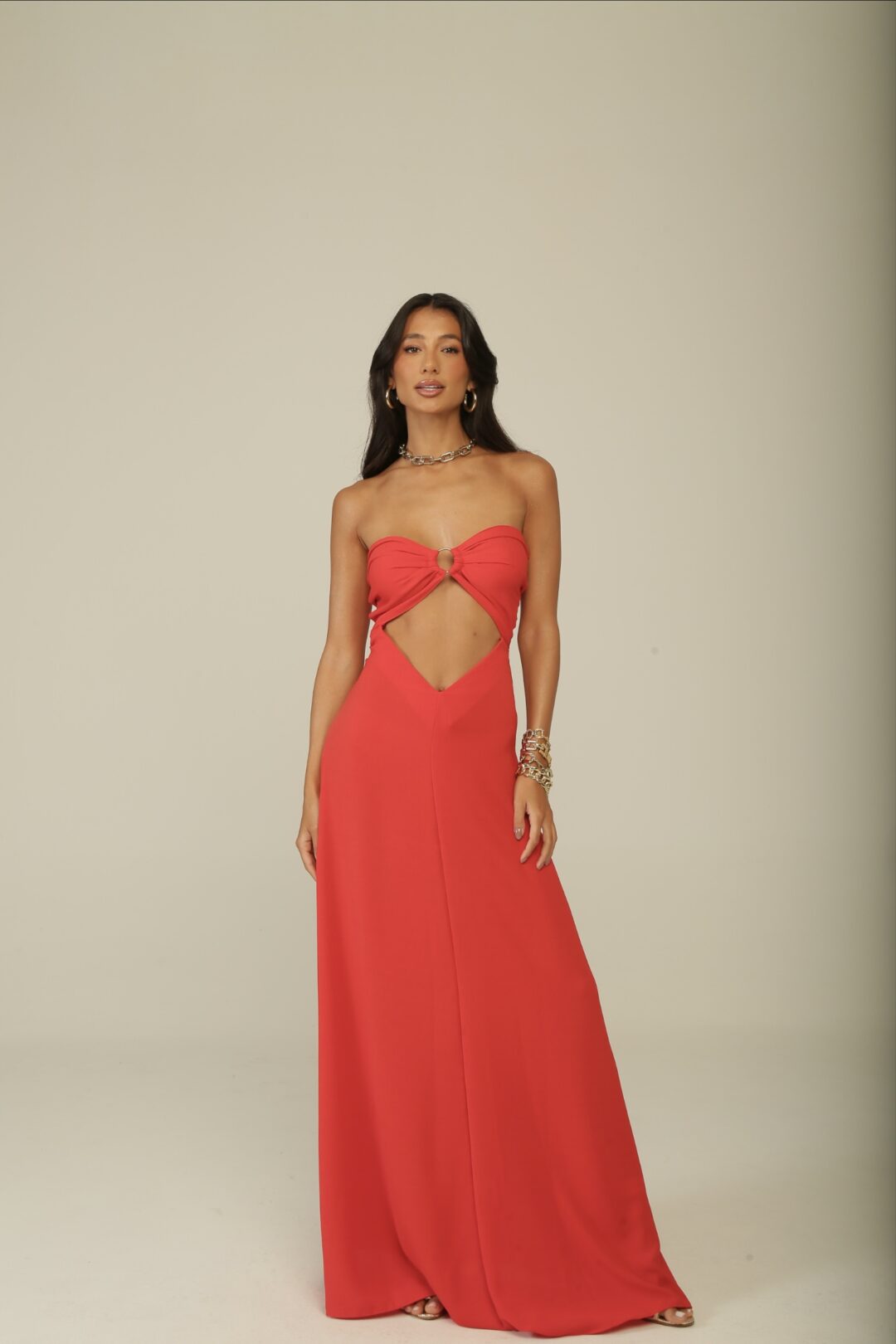 vestido longo vermelho Lívia