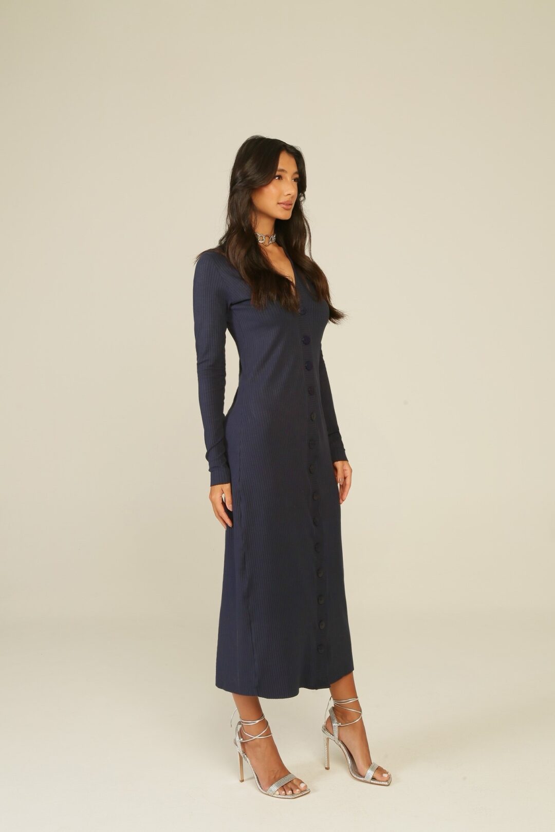 vestido malha Aura azul índigo