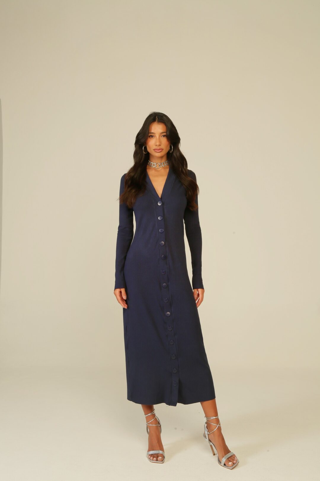 vestido malha Aura azul índigo