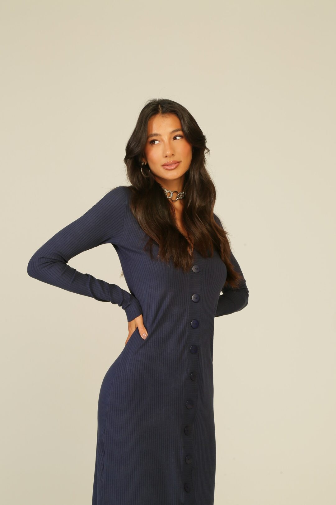 vestido malha Aura azul índigo