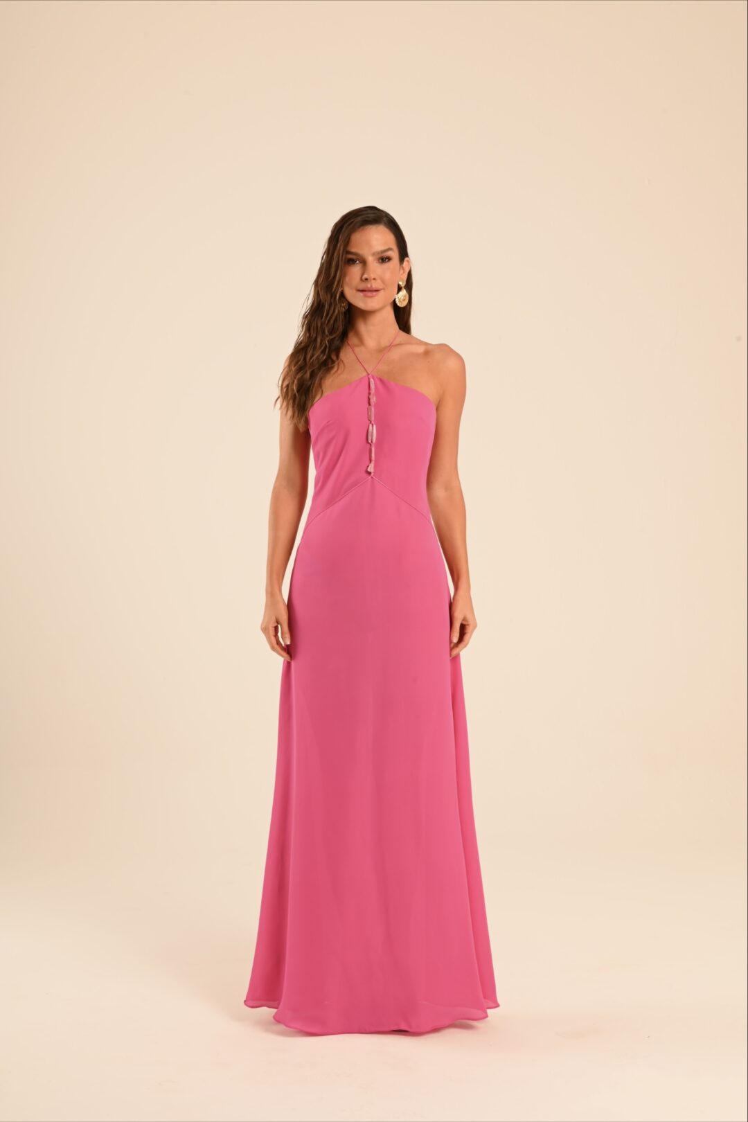 vestido longo bodychain pedras naturais