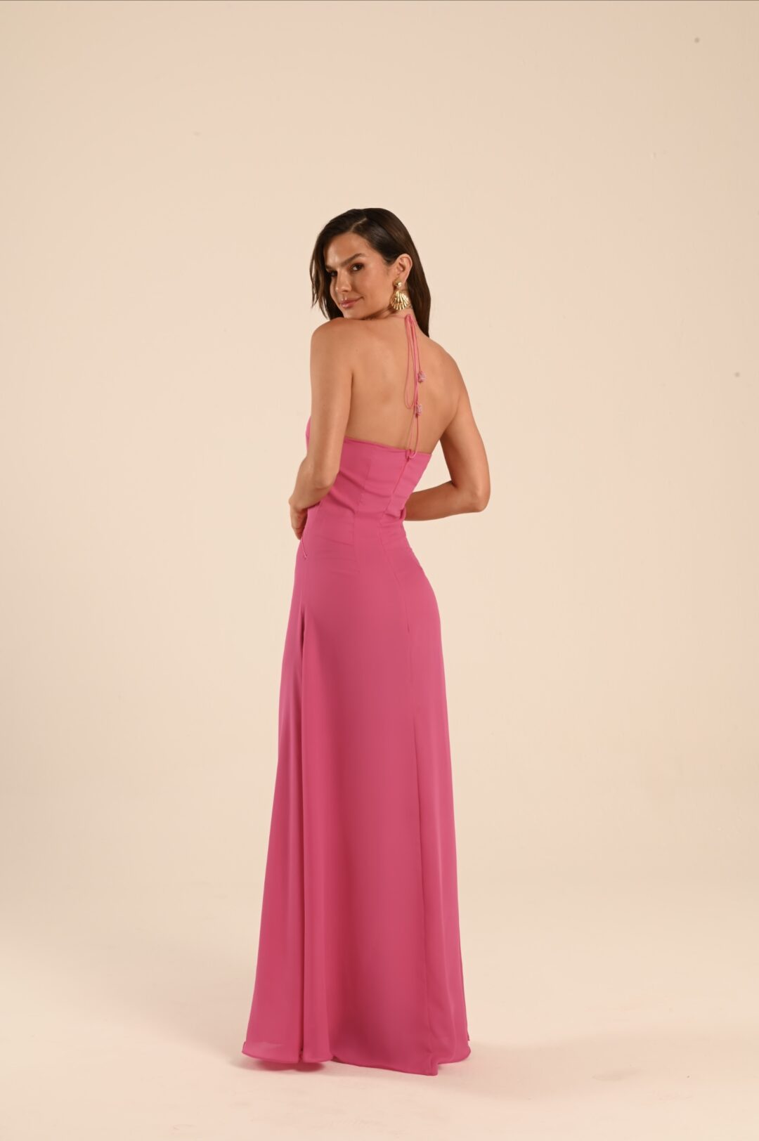 vestido longo bodychain pedras naturais