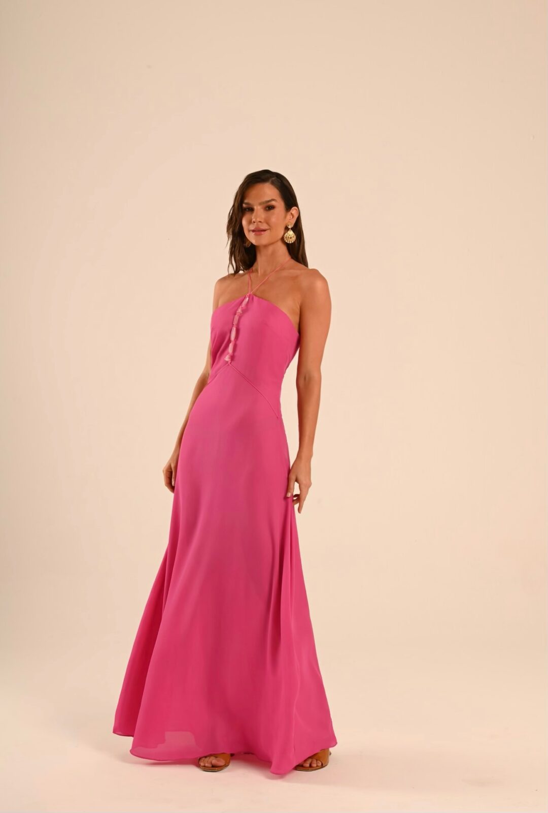 vestido longo bodychain pedras naturais