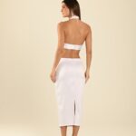 vestido midi pérolas