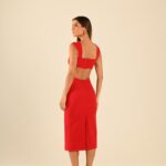 vestido vermelho midi Carolina