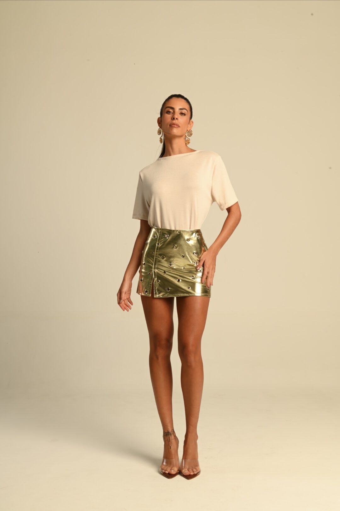 mini saia dourada disco
