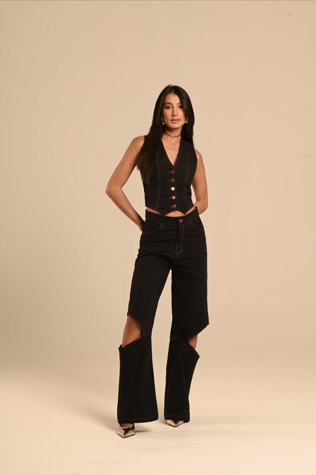 conjunto sarja colete e calça Alicia