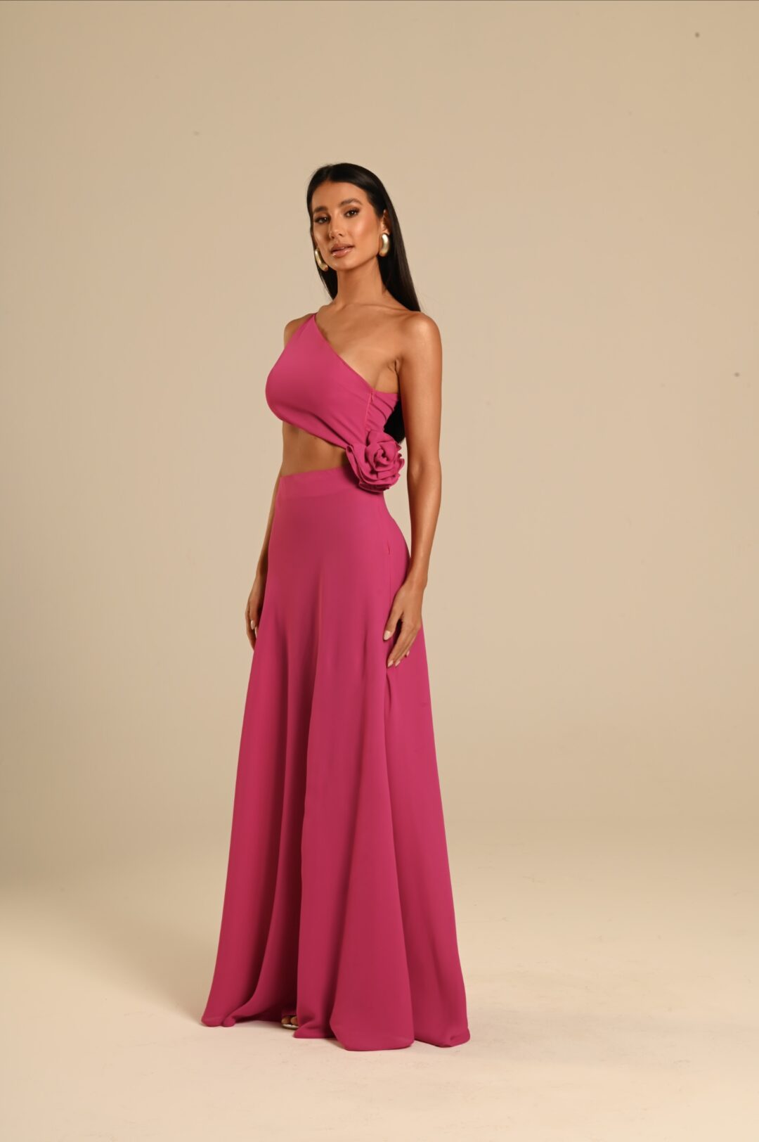 vestido longo recortes Fleur