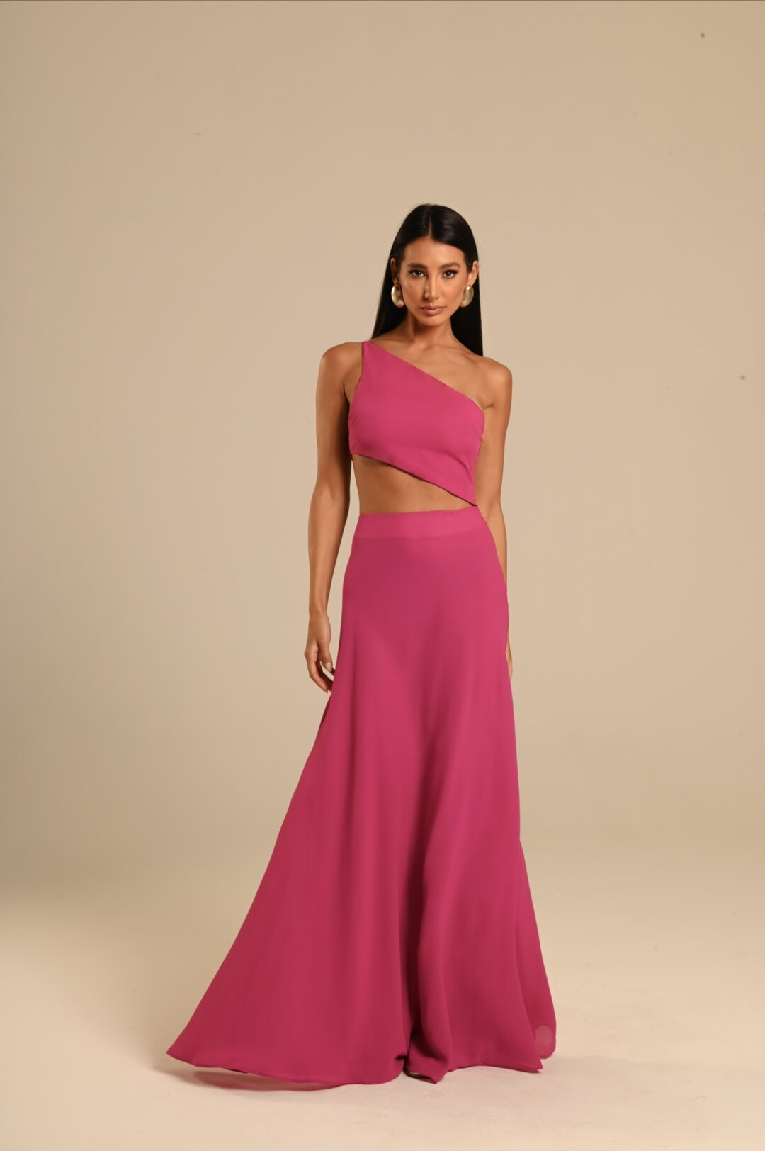 vestido longo recortes Fleur