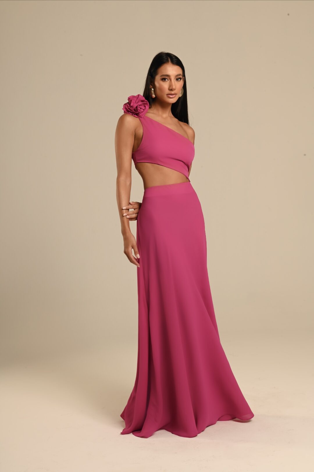 vestido longo recortes Fleur