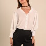 Camisa meia manga pérolas