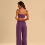 conjunto roxo corset e calça Kalafati
