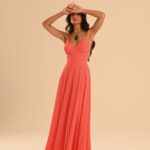 vestido longo coral