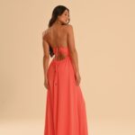vestido longo coral