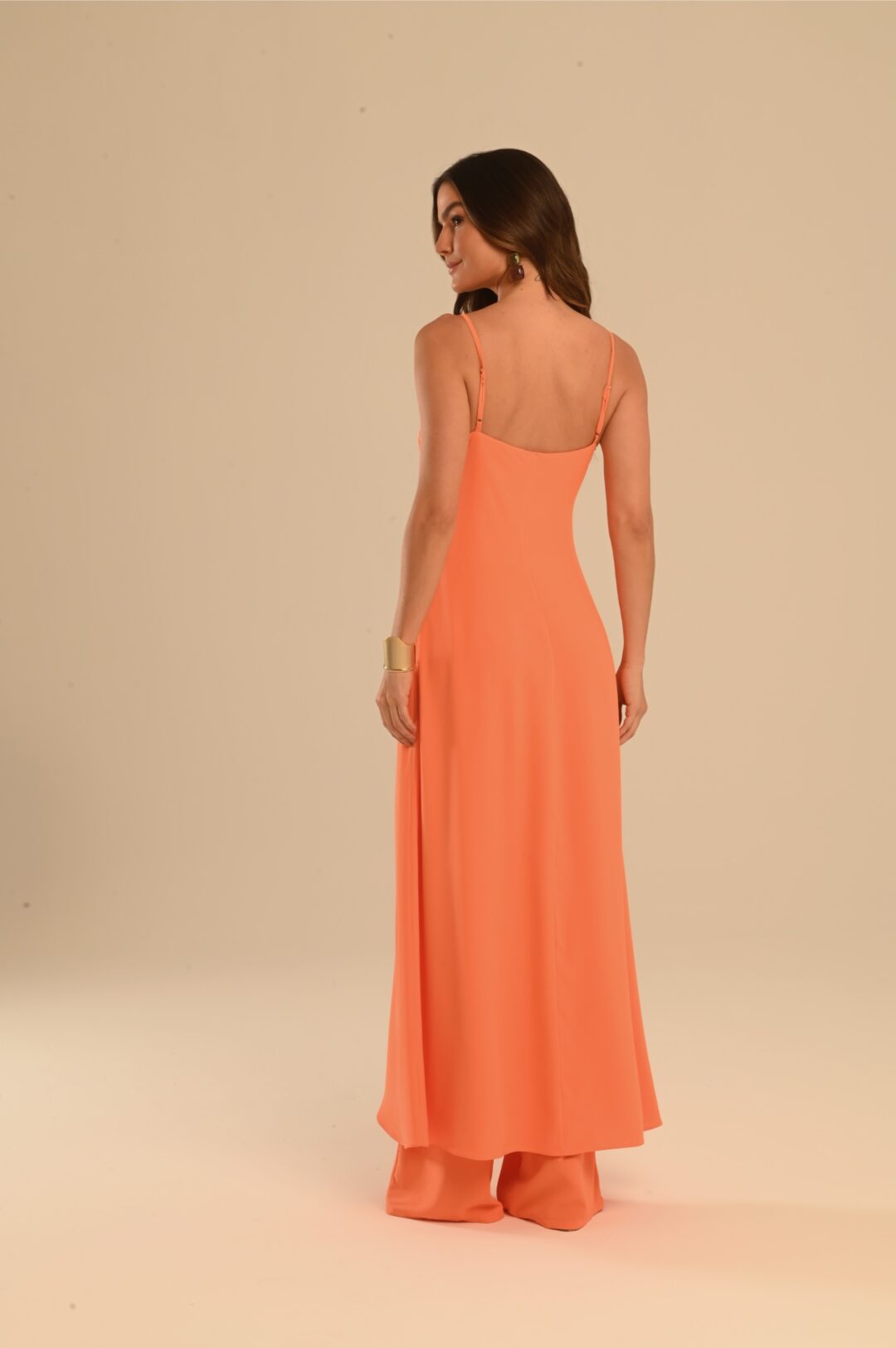 conjunto bata e calça crepe laranja Apricot