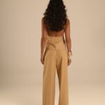 conjunto linho caramelo calça e bata baby