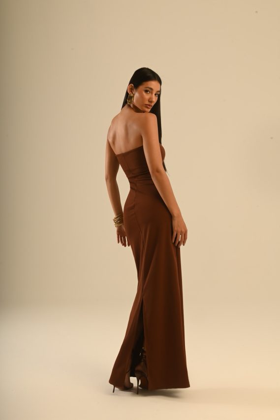 vestido longo com bolero chocolate