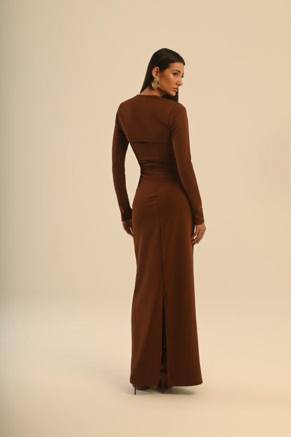 vestido longo com bolero chocolate