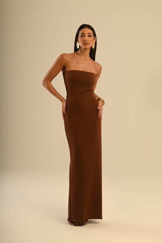 vestido longo com bolero chocolate