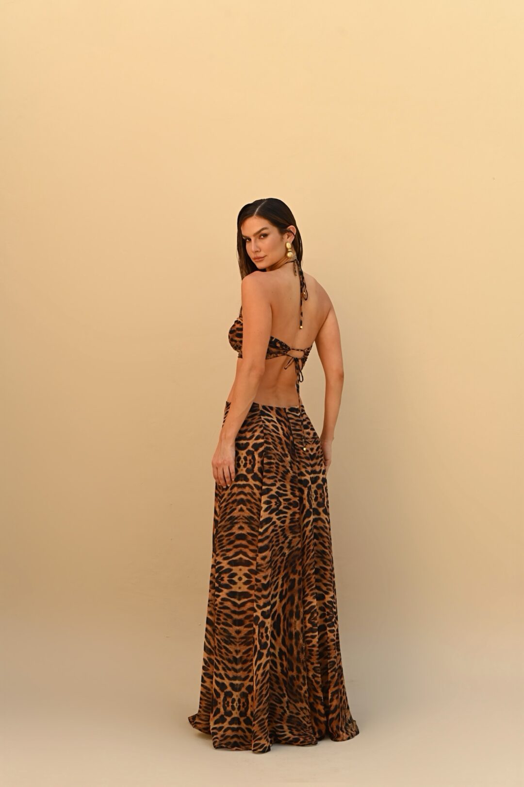 vestido longo animal print Chiara