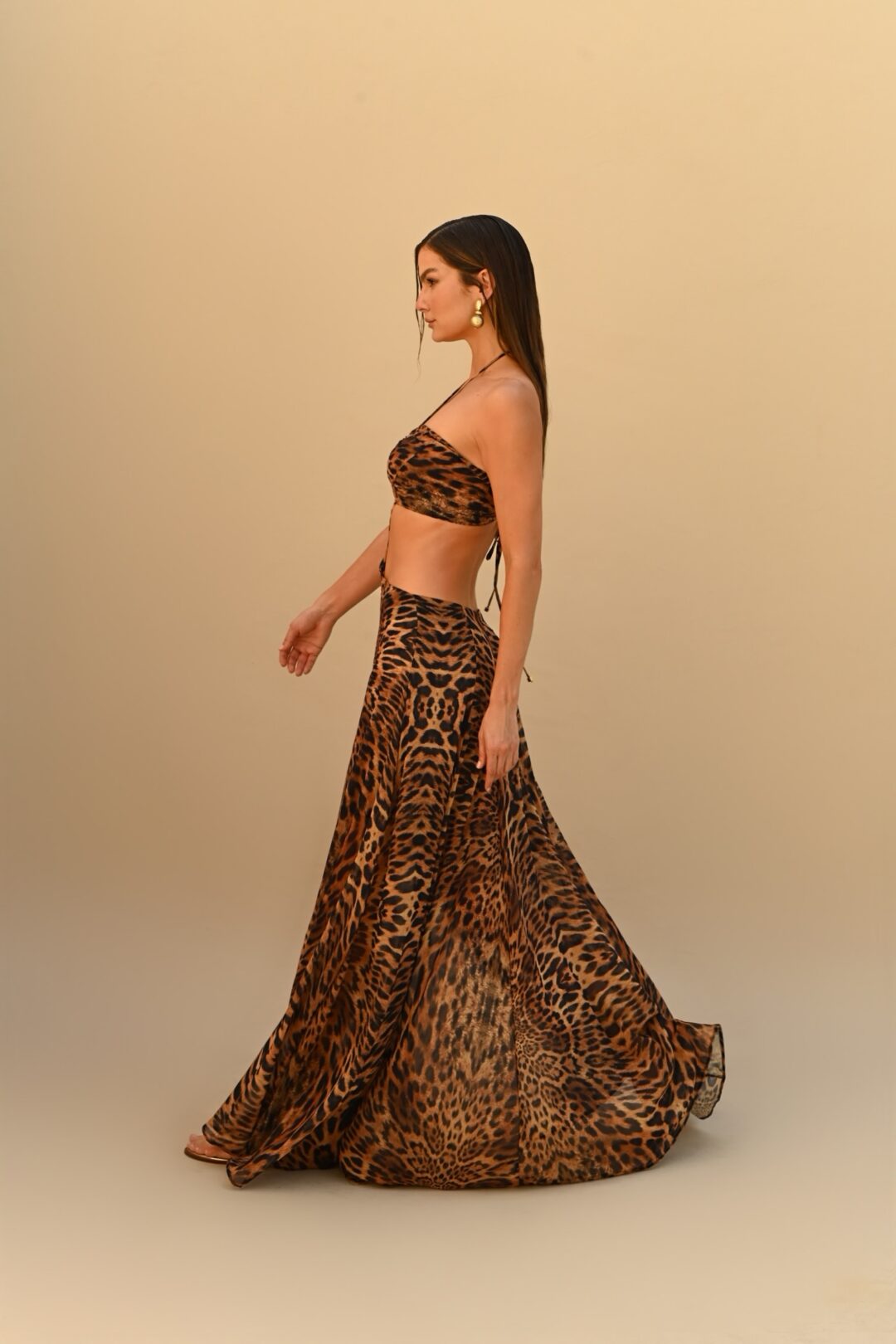 vestido longo animal print Chiara