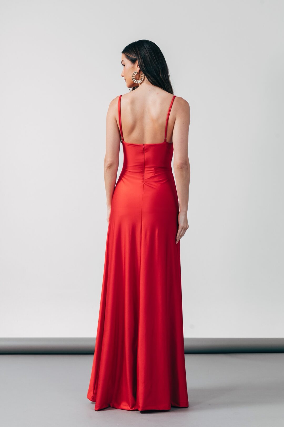 Vestido longo pérola negra vermelho