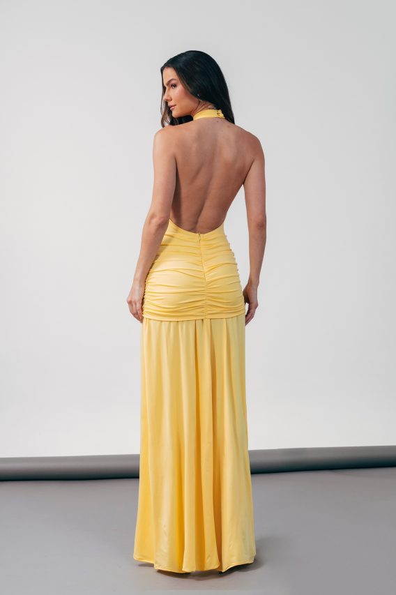 Vestido longo Mia Amarelo manteiga