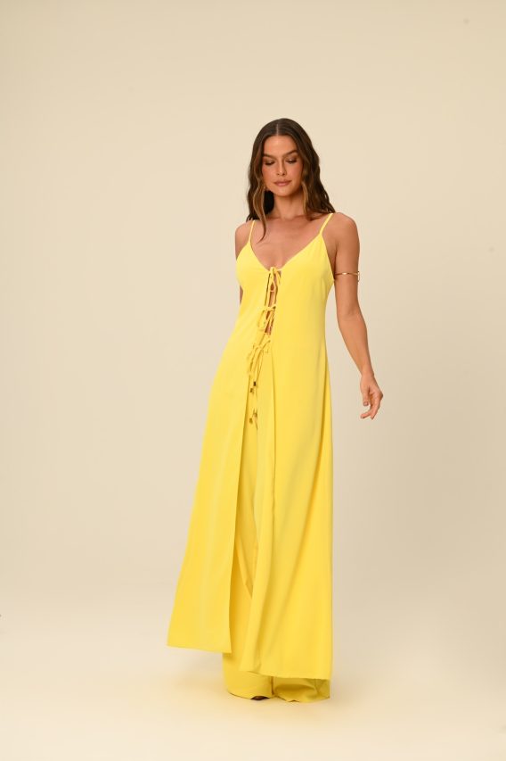 Conjunto túnica e calça amarelo brisa
