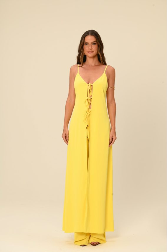 Conjunto túnica e calça amarelo brisa