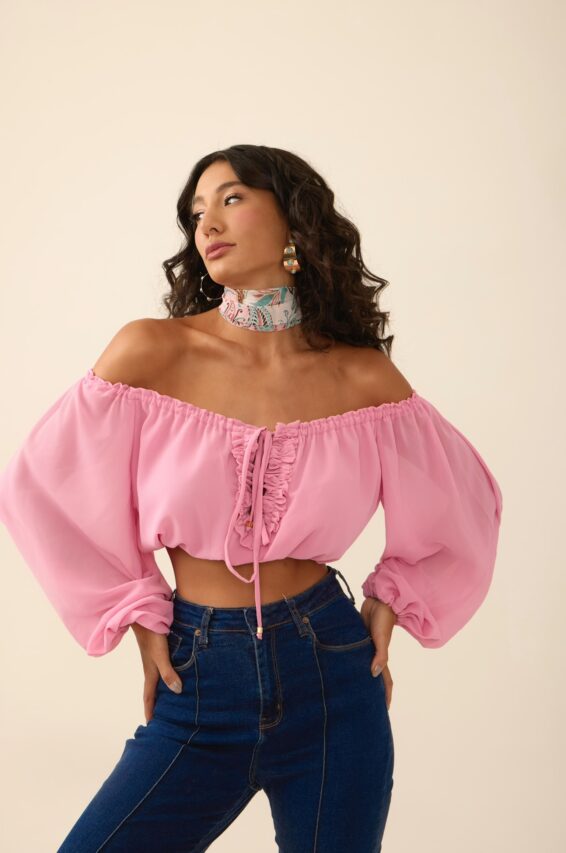 Blusa ombro a ombro rosa Dunas