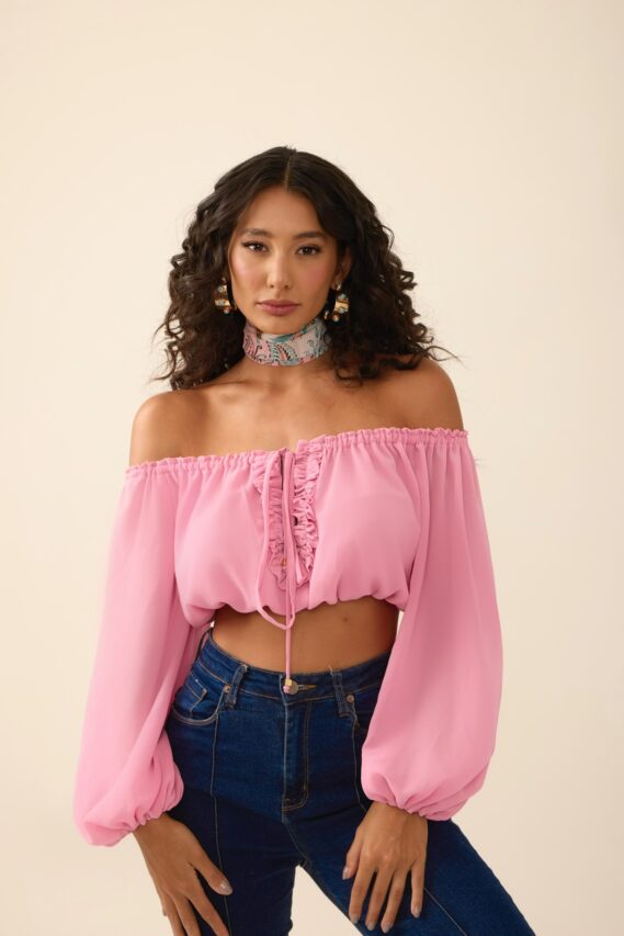 Blusa ombro a ombro rosa Dunas